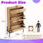 Armoire de rangement à chaussures à 2 portes en rotin avec tiroir et tablette réglable