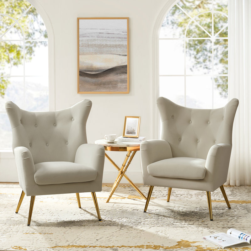 Fauteuil à oreilles 29,25 po Avianna, Velours havane