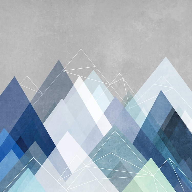 «Graphic CVII.X in Blue», impression sur toile, H 48 po x l 48 po x P 1,5 po