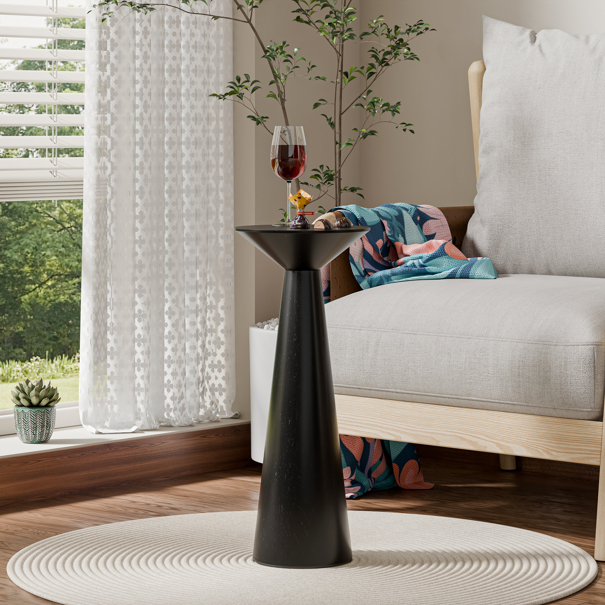 Bozovich Solid Wood End Table, 22.83" H x 9.84" W x 9.84" D, Black