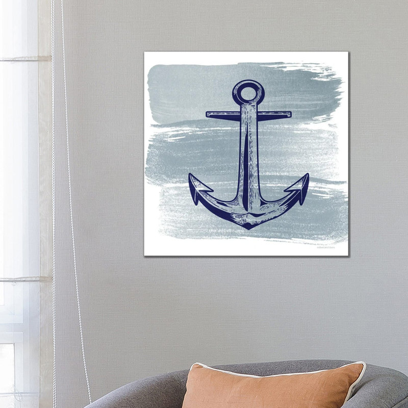 Brushed Midnight Blue Anchor by Bluebird Barn - Print on Canvas, Wrapped Canvas, 66.04 cm H x 66.04 cm W x 3.175 cm D