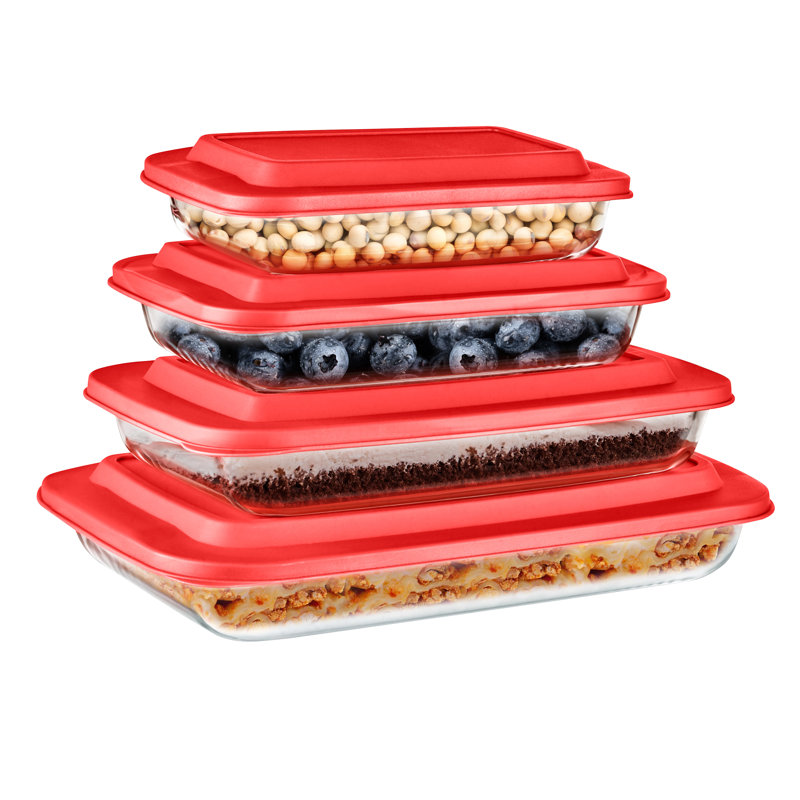 Ensemble de 4 contenants alimentaires, Rouge