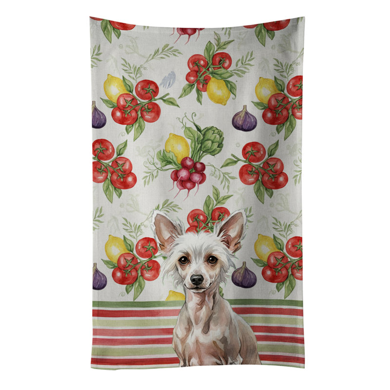 Hairless Chinese Crested Vegetables Kitchen Towel, Hairless Chinese Crested