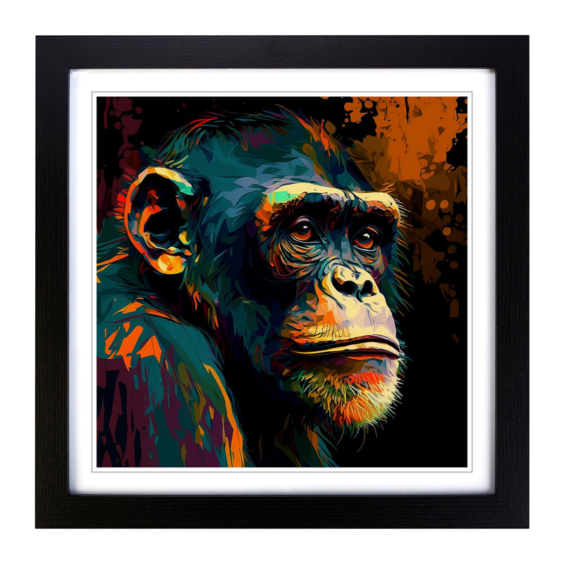 Monkey Fauvism - Framed Print, Black