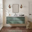   Ensemble de meuble-lavabo mural simple ovale de 54 po avec comptoir à quartz blanc Carrara de 1,5 po Ensetso-719555732-719555733