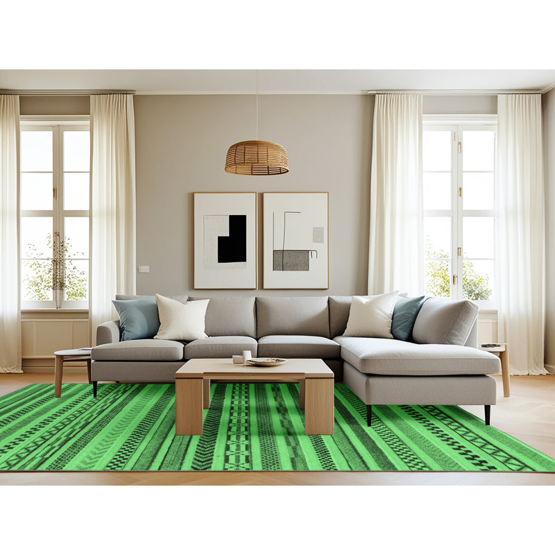 Kayll Washable Geometric Indoor Rug, Rectangle 8' x 12'