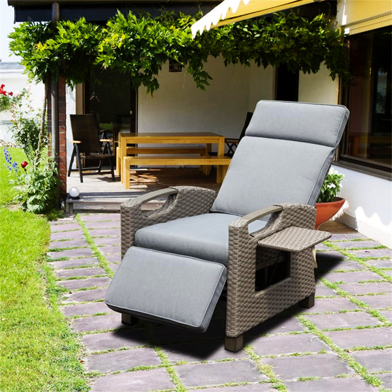 Fauteuil inclinable d'extérieur, Fauteuil inclinable pour l'intérieur et l'extérieur, Gris, Gris