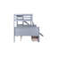 Lit simple superposé au dessus d'un lit double avec glissade, tiroirs de rangement, tablettes, échelle, structure en bois d'hévéa, lit superposé pour enfants, gris