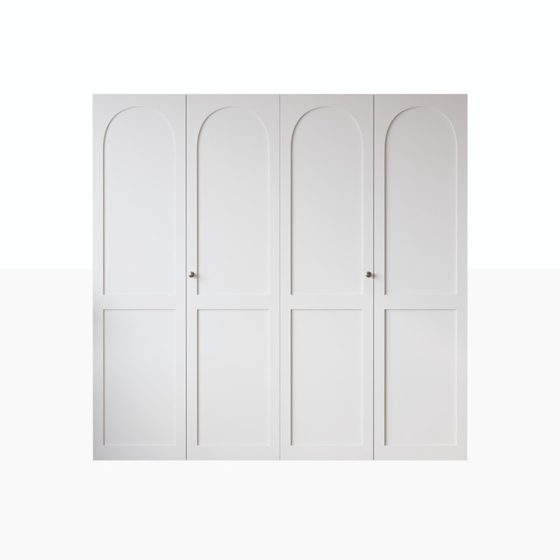 Porte de placard pliante cintrée, apprêtée blanche, 72 po L x 80 po H, âme pleine, avec trousse de quincaillerie d'installation