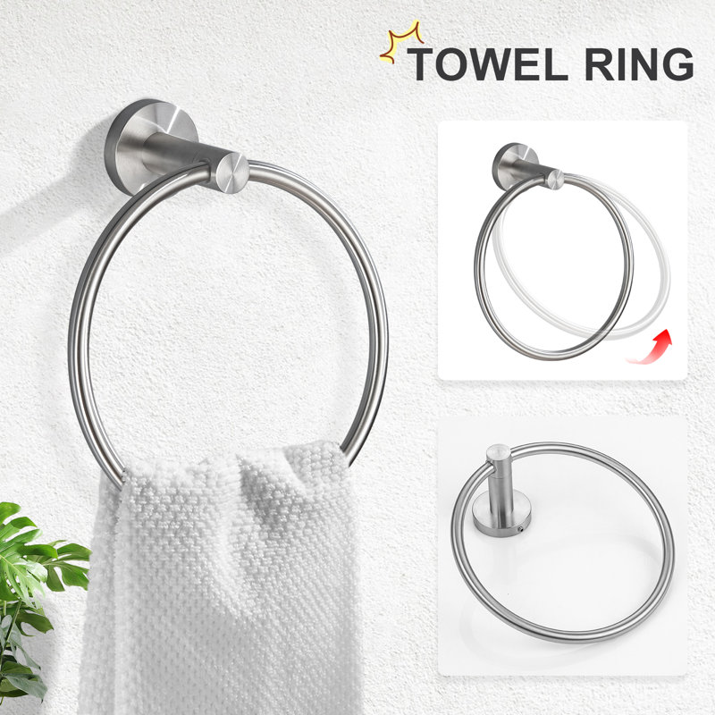 Wall Mounted Modern Towel Ring, Brushed Nickel