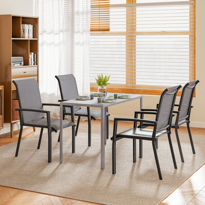 Ensemble de 4 chaises de patio pour l'extérieur, empilables, gris