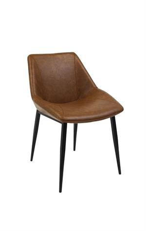 Chaise moderne en métal avec siège en vinyle et coutures décoratives pour l'intérieur, Brun