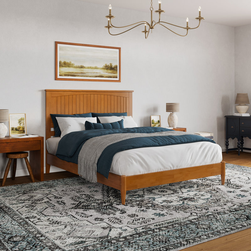  Lit plateforme Amandalee, Caramel clair, Grand