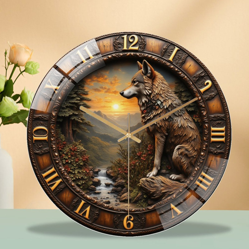 Horloge murale loup