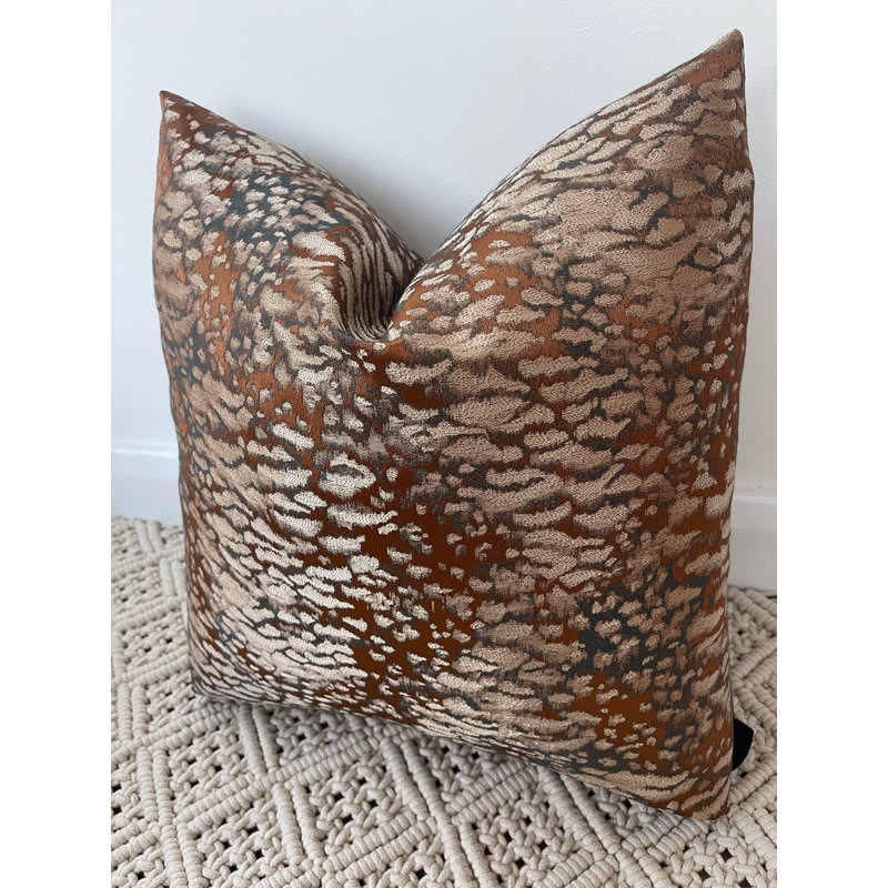 Abstract Square Cushion Cover, Brown/White