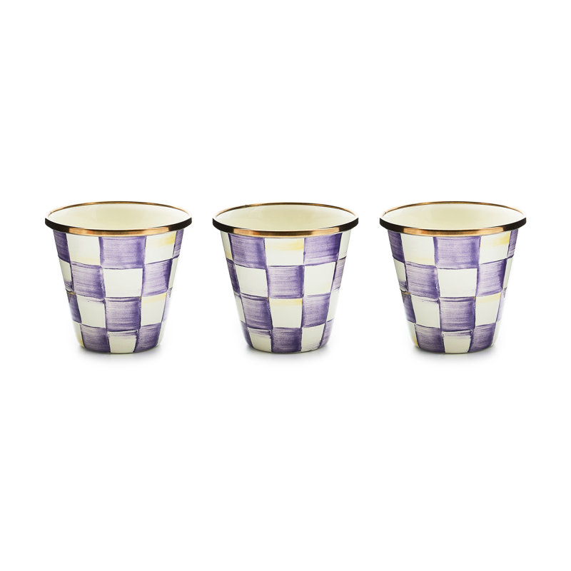 Violet Check Herb Pots