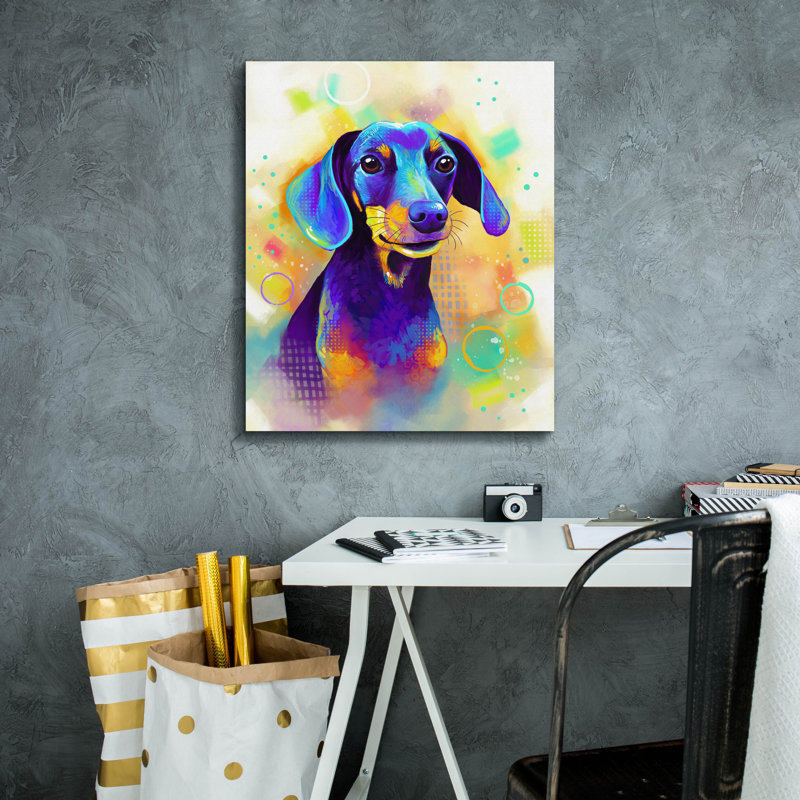 «Pop Art Dachshund 2» par Furbaby Affiliates, art mural sur toile, H 24 po x l 20 po x P 0,75 po