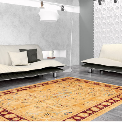 Tapis décoratif en laine noué à la main de conception unique 9 pi 2 po x 11 pi 10 po noué à la main New Age