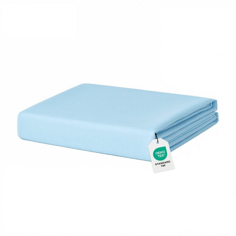 220 TC Cotton Blend Sateen Soft Smooth Flat Sheet, Light Blue, Full Flat Sheet
