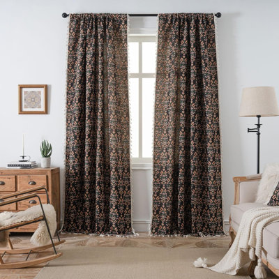 Polyester Exquiste Pattern Print Curtains 2 Panel