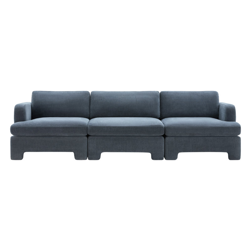 Canapé modulaire rembourré 3 pièces 116 po Jolie, Chenille Selene Indigo Performance