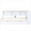 Lit de jour simple en bois massif pour petite chambre d'amis, blanc propre avec tiroirs de rangement intégrés et ports de chargement USB-865505431