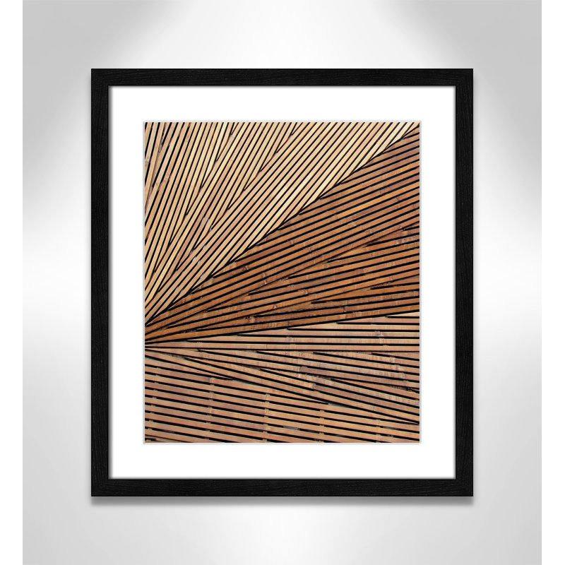 Geometric Wood Panel 1, 15" H x 13" W x 0.75" D, Black Wood Grain