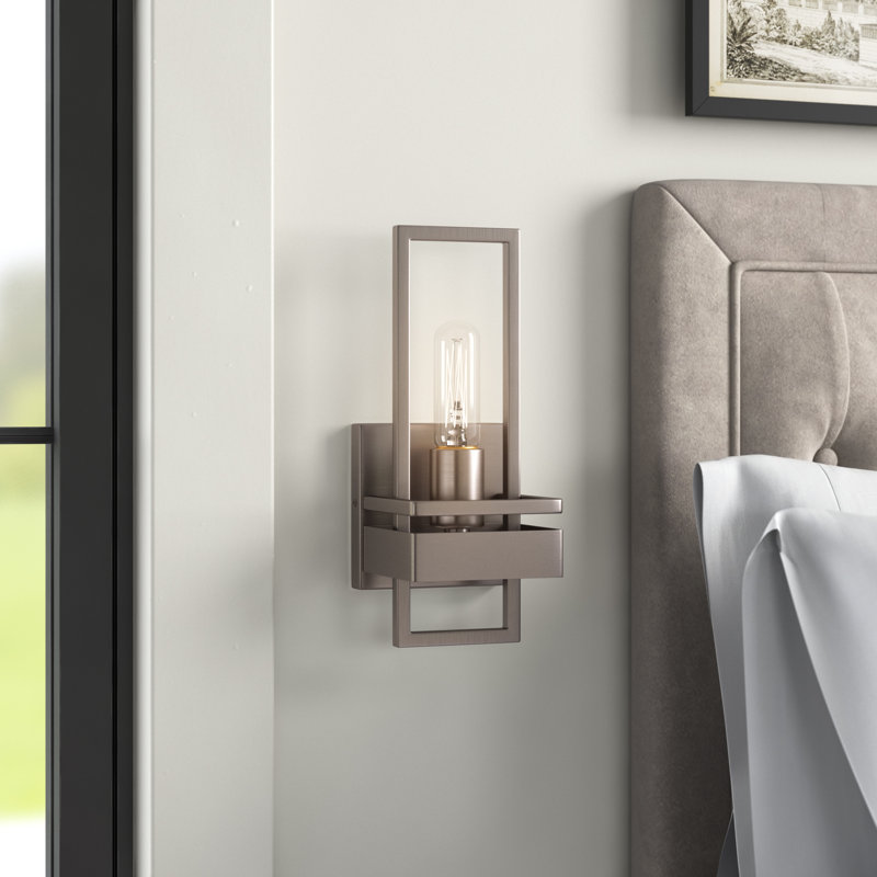 Aiden Armed Sconce, Satin Nickel, 11.75" H x 4.75" W x 4.75" D
