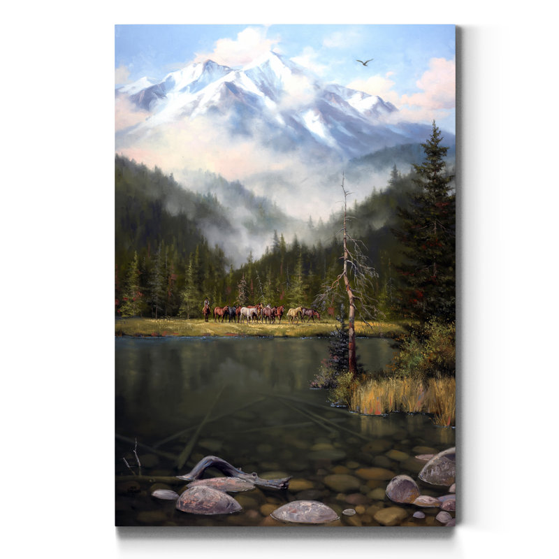 Reproduction d’art sur toile tendue « as the mist lentement », H 48 po x l 32 po x P 1 po