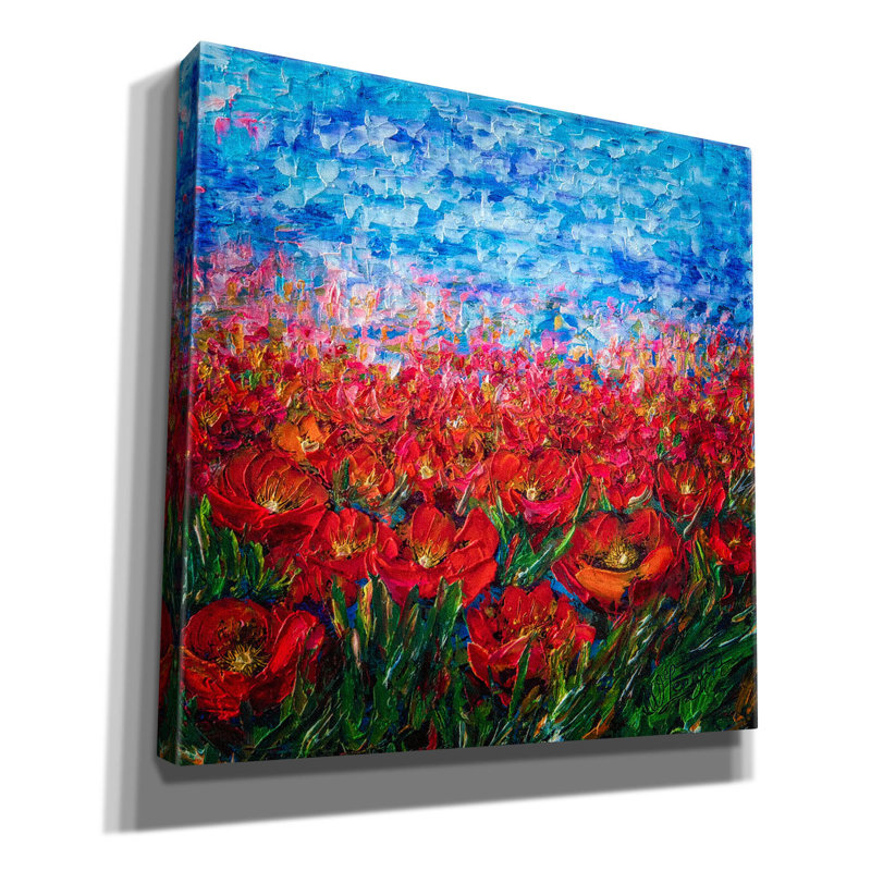 «Red Poppy Field» par Lena Owens, H 12 po x l 12 po x P 0,75 po