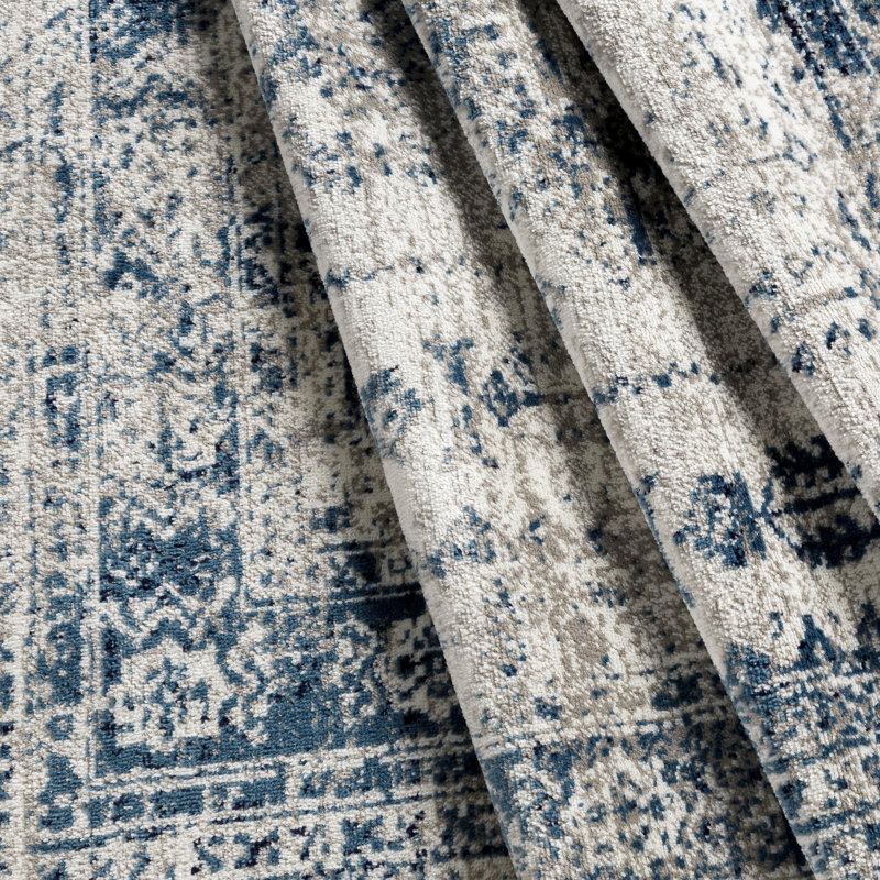 Tapis oriental Fitz, Square 6'7", Sky Blue