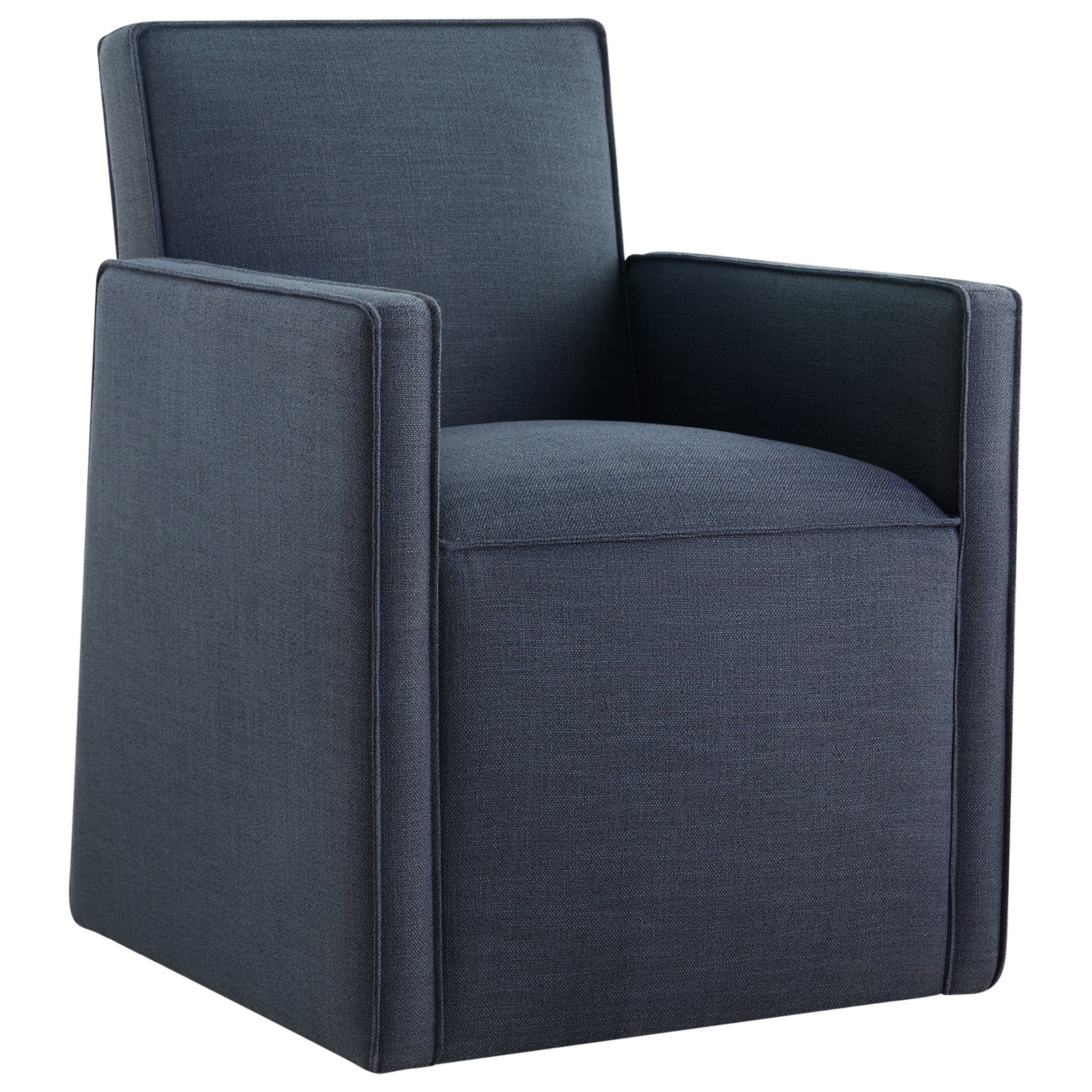Henley Caster Wheel Dining Armchair, Linen Effie Indigo