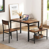 Pickell 4-Person Dining Table Set, 2 Chairs With Backrest,2-Person Bench With Storage Rack