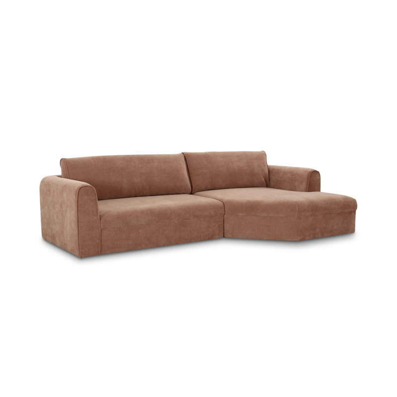 Canapé modulaire à méridienne 2 pièces 112 po Aalin, Orienté à droite, Tissage texturé en argile italienne 