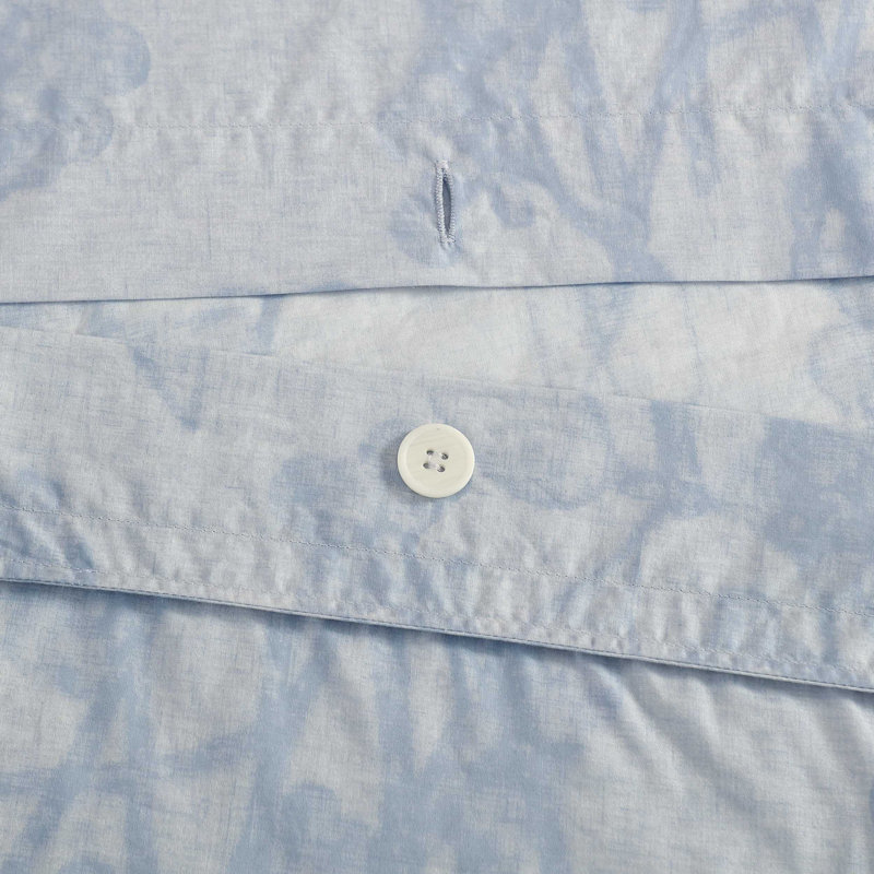 Calvin Klein Bayberry Cotton Blue Duvet Cover Set, Queen Duvet Cover + 2 Standard Shams