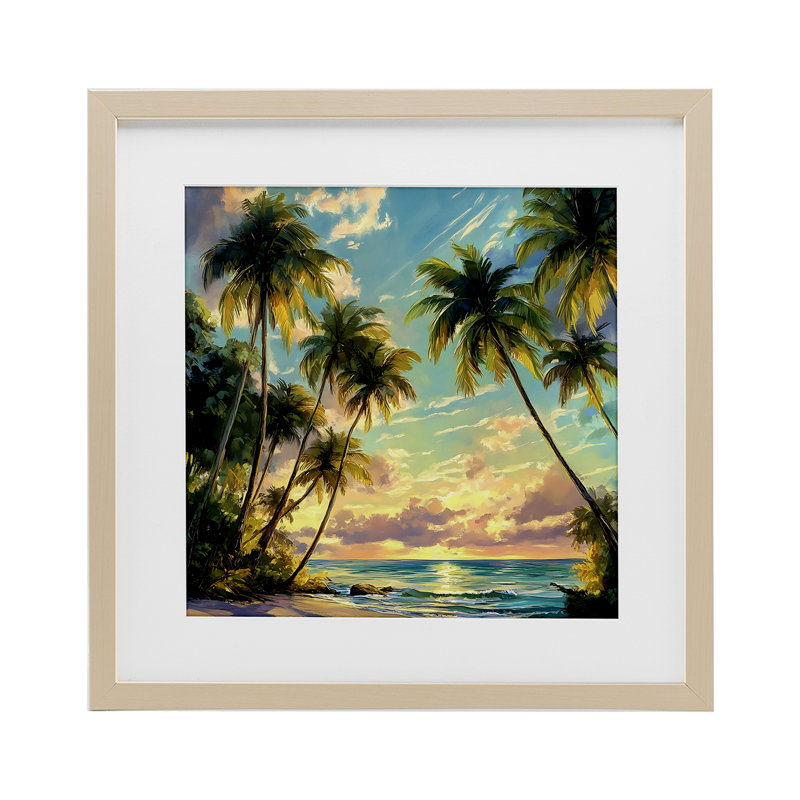 «Sunset On The Beach», reproduction encadrée sous verre, design by Creative Studio, H 13 po x l 13 po
