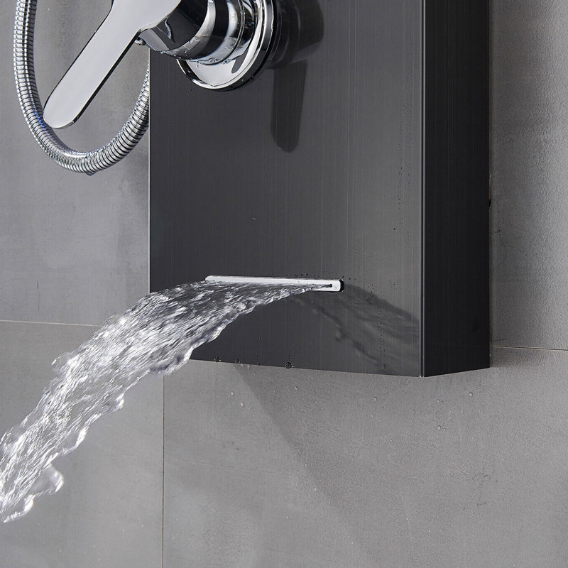 48'' Shower Panel with Fixed Shower Head, Matte Black
