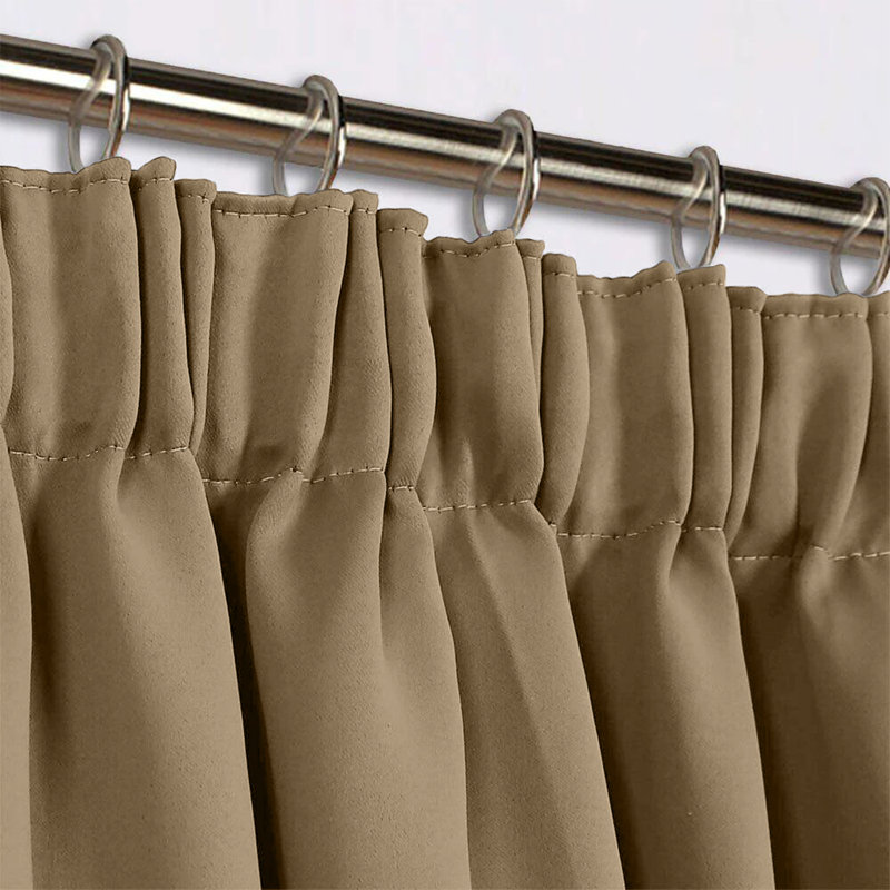 260 GSM Blackout Pencil Pleated Thermal Curtain (Set Of 2), Beige, 168cm Width x 228cm Drop