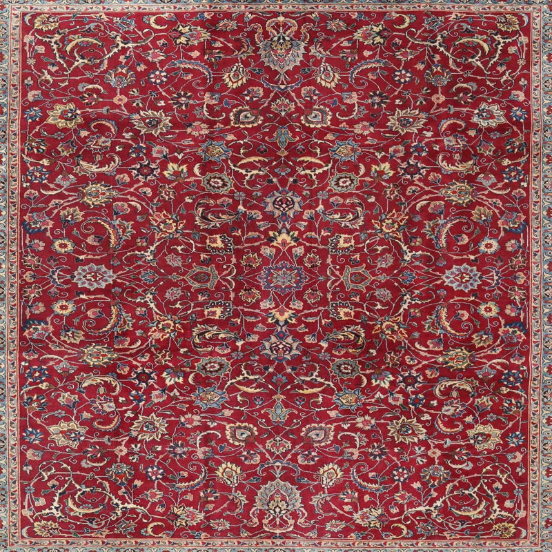 Tapis rouge/brun/beige traditionnel Keir, Carré 4 pi