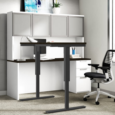 Bureau debout à hauteur réglable en L avec bahut Glidden
