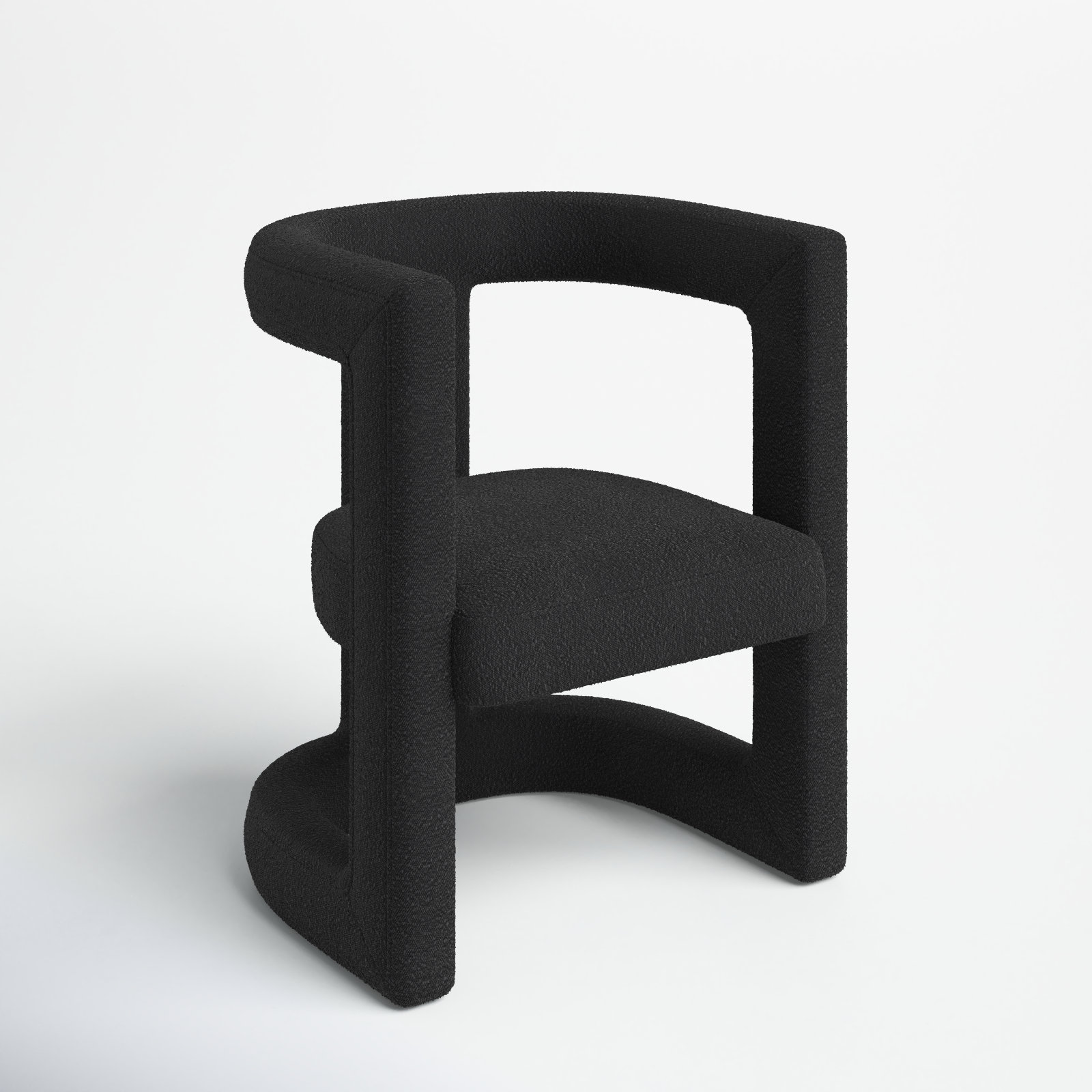 Baadur Barrel Chair, Black Boucle