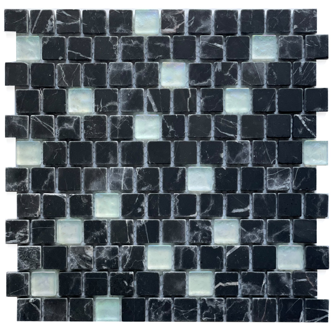 Barletta 1" x 1" Marble/Glass Grid Mosaic Wall & Floor Tile NovoTileStudio