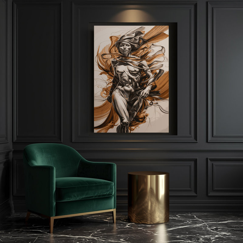 Abstrait art figuratif sur toile beige 88, H 14 po x l 11 po