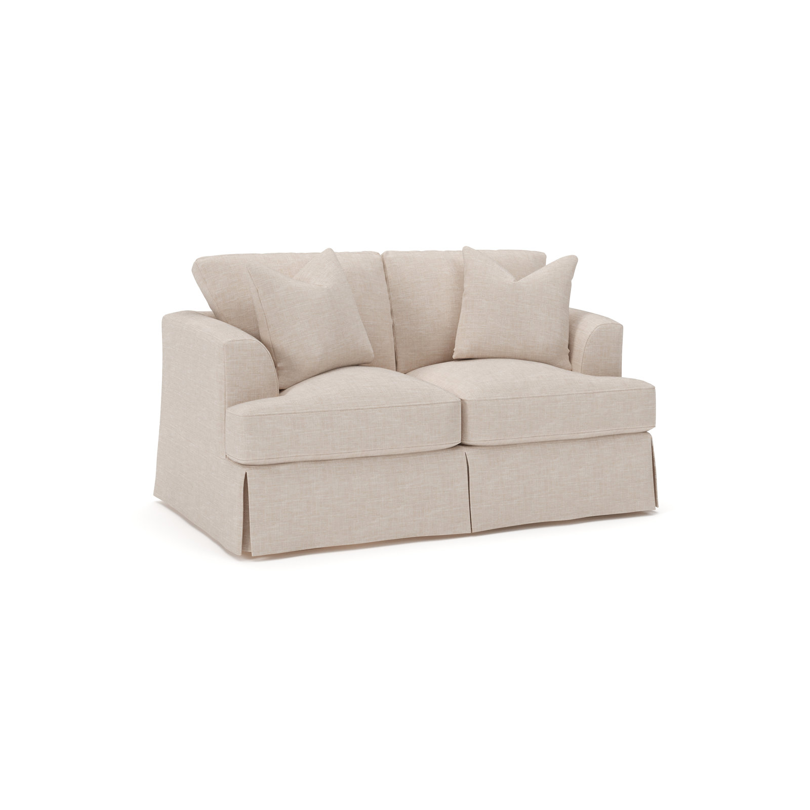 Lucia 65.5" Recessed Arm Slipcovered Loveseat, Lena Sand Performance Linen Blend