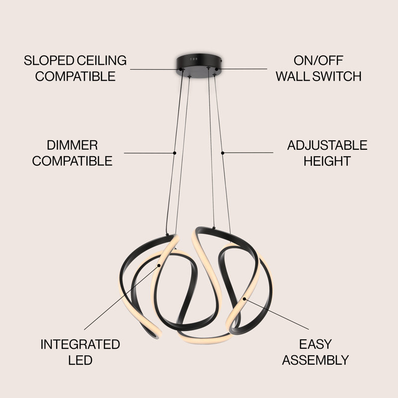Luminaire suspendu géométrique noir à 1 lumière Armenda