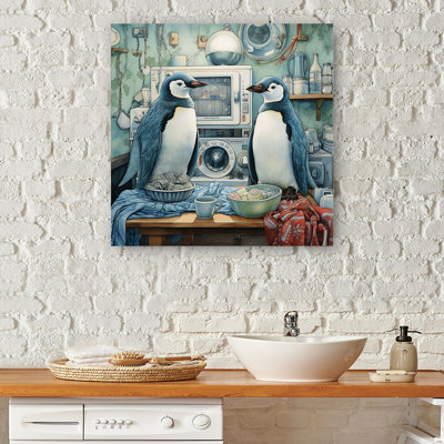 Chilly Penguins Laundry Room III - Art mural de blanchisserie