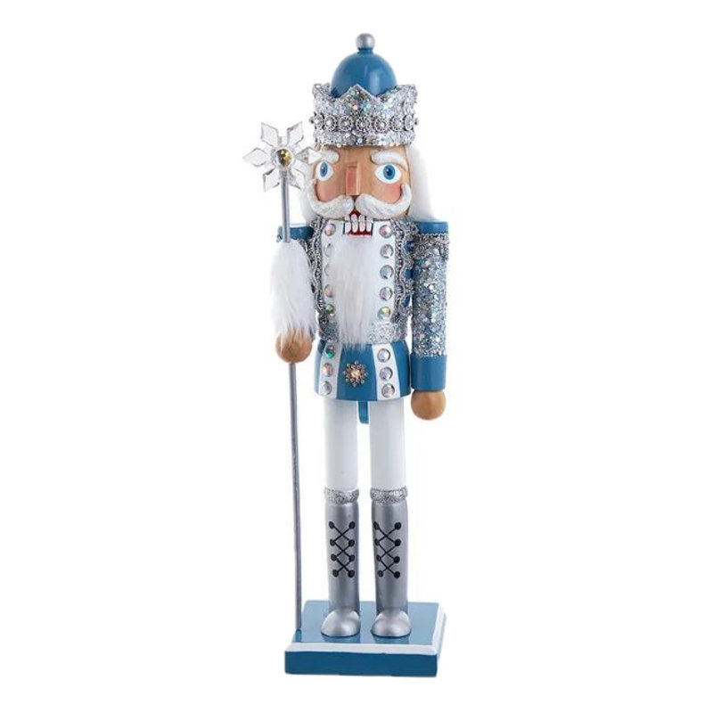 Kurt Adler Wooden Nutcracker, Blue & Platinum, 15in
