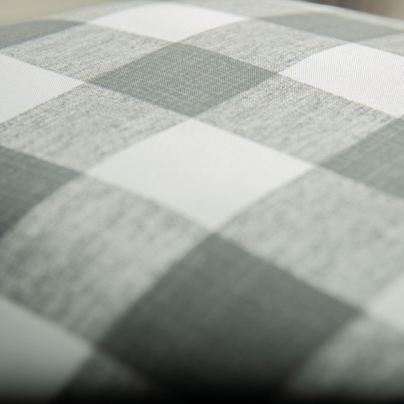 22" x 22" Gray and White Plaid Poly Filled Square Throw Pillow