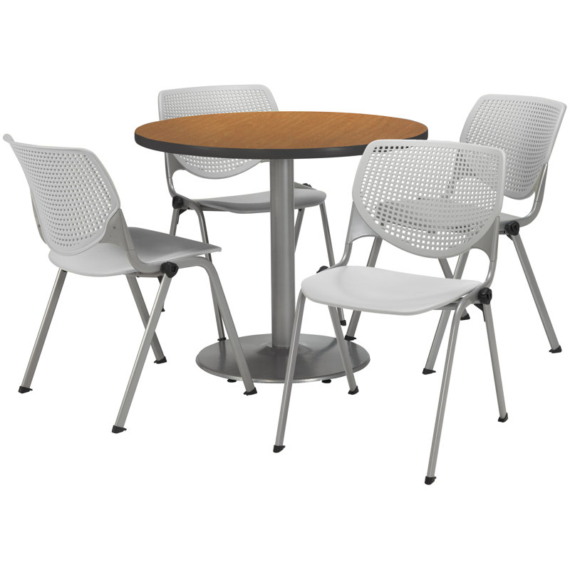 Table ronde pour salle de pause, Chêne moyen, Gris clair, L 36 po x P 36 po