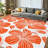 Orange Tropical Hibiscus Flowers Colors Watercolor White Abstract Art Machine Washable Indoor Area Rug-129431546